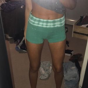 green comfy cotton fold over shorts